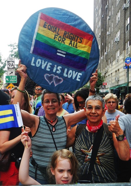 Celebrating June 2013 DOMA decison at Stonewall in Greenwich Village NYC. Photo Credit: Frank LoBuono