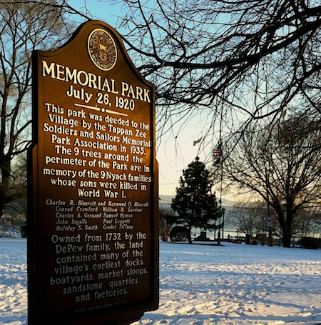 Nyack Memorial Park plaque. Photo Credit: Dave Zornow, Dec 2010