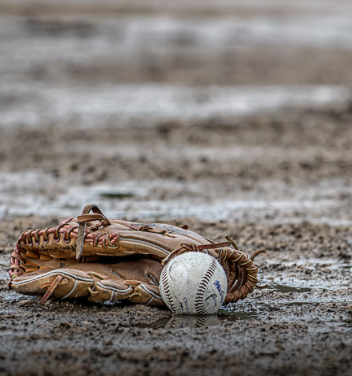 Mud season, baseball glove