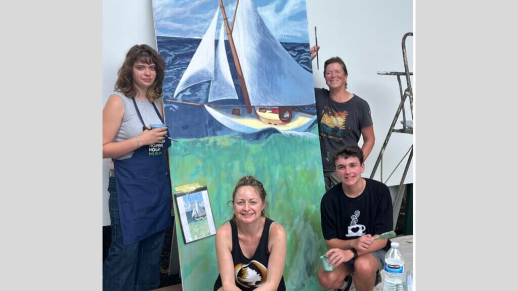 Artists recreating an Edward Hopper painting