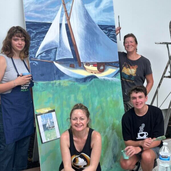 Artists recreating an Edward Hopper painting